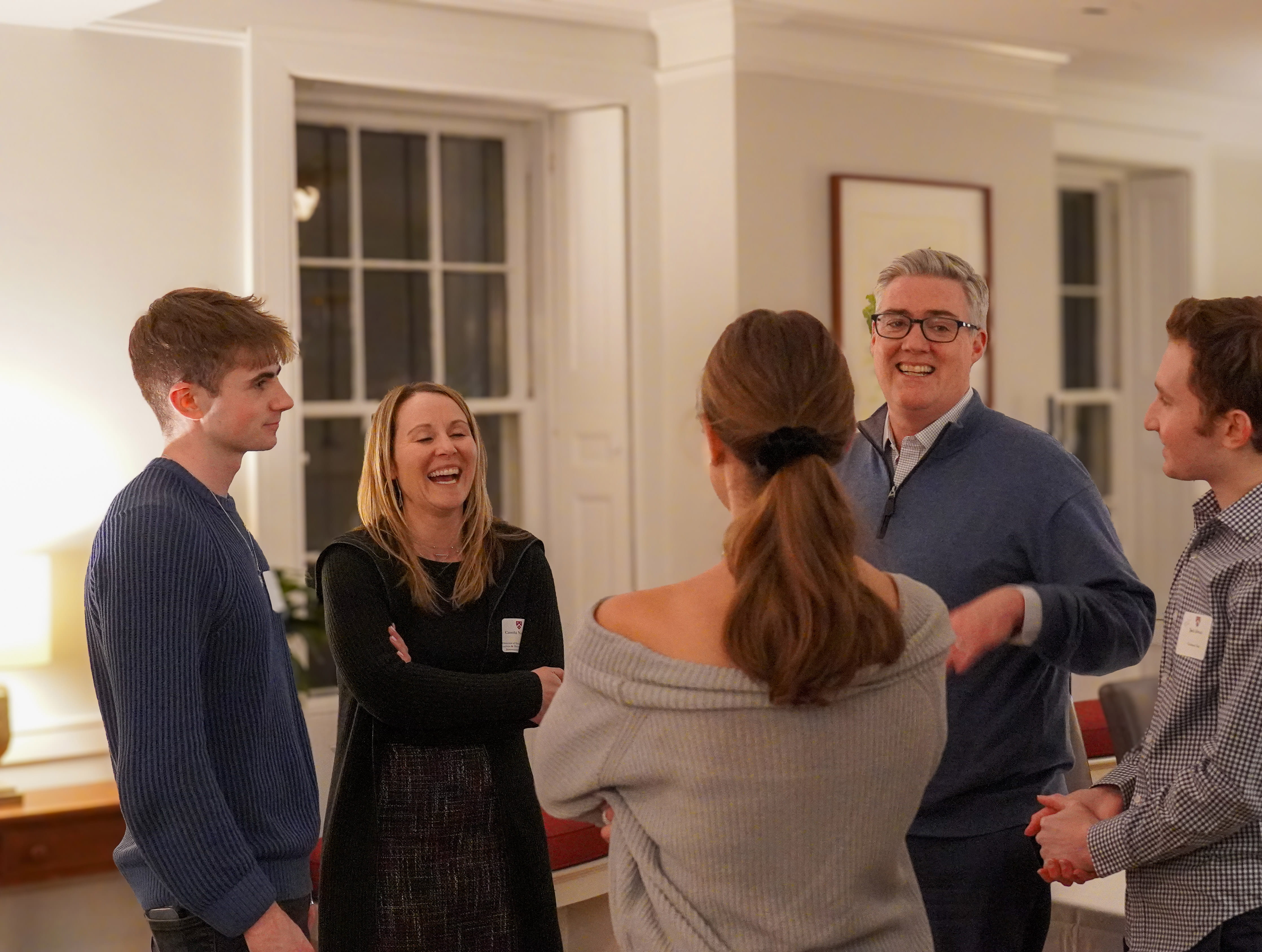 Dean of Students, Tom Dunne, and students engage in conversation around Intellectual Vitality