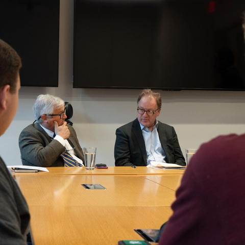 HLS Professor Jack Goldsmith (left) and AEI President, Robert Doar (right)