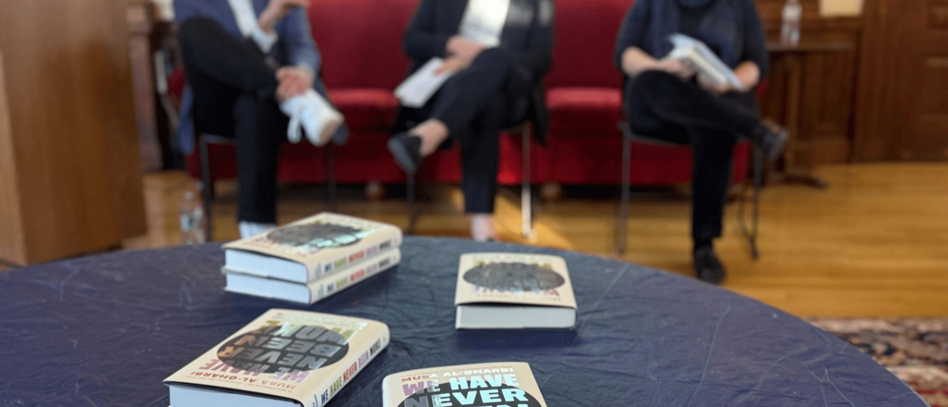 A set of books on a table.